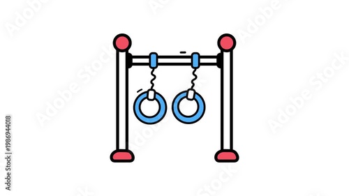 Take your hands on this amazing doodle style animated icon of gymnastic rings
