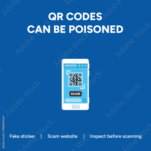 Professional vector illustration of a smartphone scanning a malicious qr code representing modern cybersecurity threats and mobile device safety risks