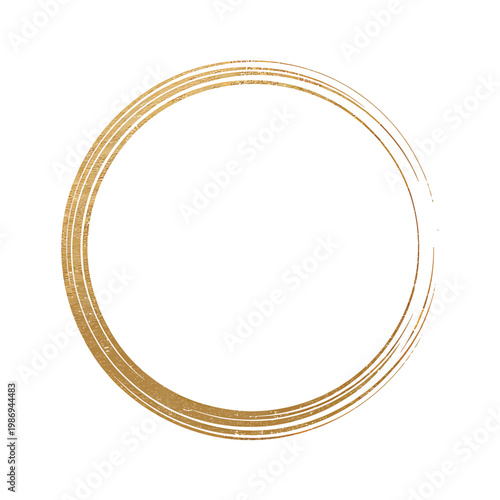 Golden rings forming a circular frame on a white background