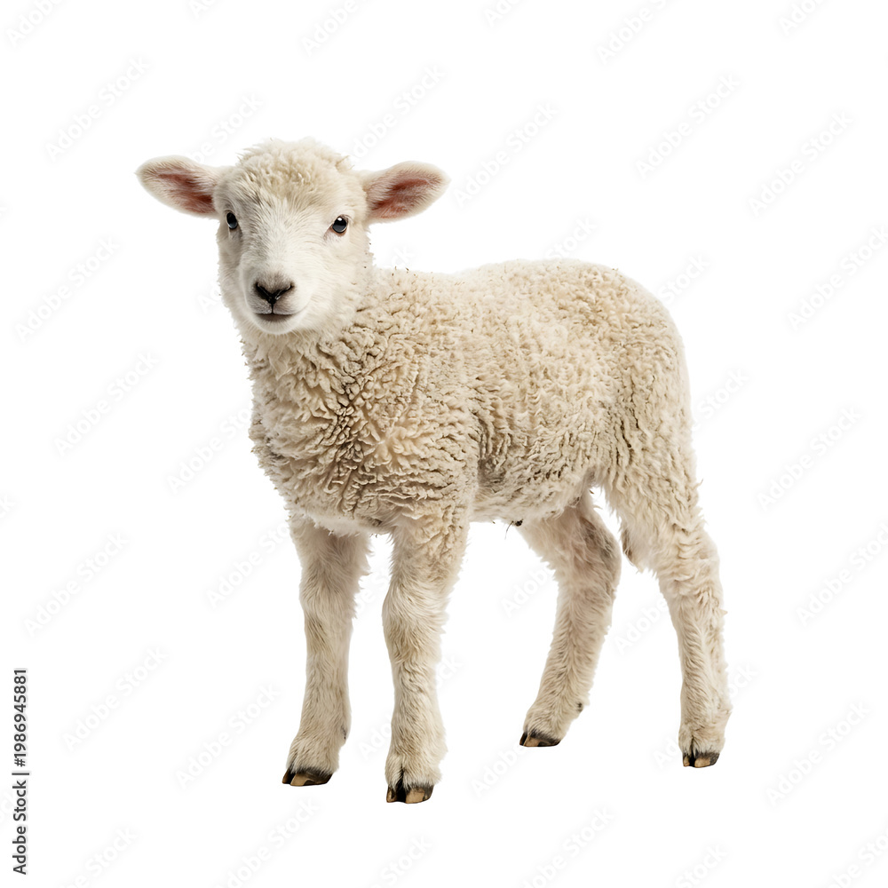 Fototapeta premium Young lamb isolated against transparent background livestock animal concept