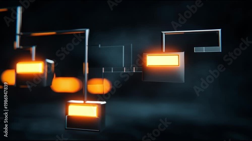 Learning Algorithm Visualization With Decision Tree in a Dark Space Showing Glowing Nodes and Connections Moving Slowly
