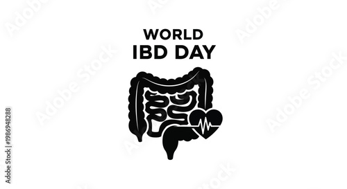World ibd day vector illustration featuring a stylized human colon icon for health awareness design concepts today