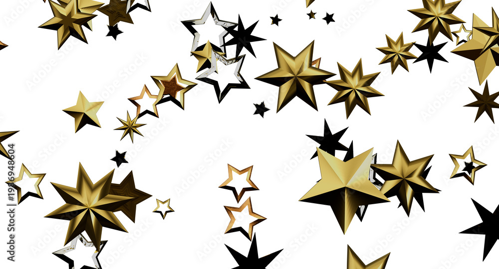 Obraz premium Festive background with golden and black stars on white. Perfect for celebratory events, holiday designs, and party invi