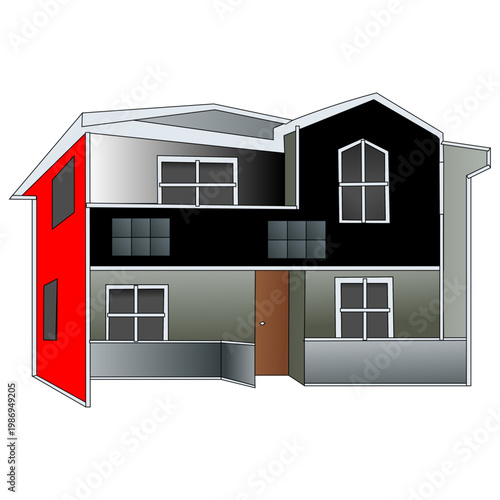 Architectural Blueprint: A detailed blueprint illustrates the structure of a contemporary house, emphasizing modern design with clean lines and a functional layout.