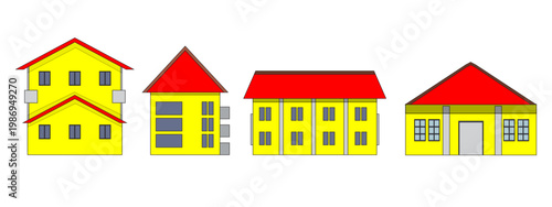 Homes in a Row: A simple image showing various single homes, highlighting the diversity and basic structure of residential architecture.