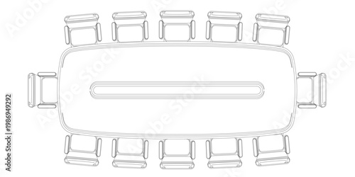Corporate Planning Arena: A top-down perspective showcases a conference table and chairs, emblematic of collaborative strategies and decision-making within the corporate environment.