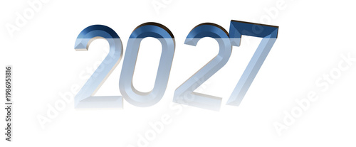 3D render of the year 2027, ideal for forward-looking concepts, futuristic design, and time-related visuals. Perfect fo