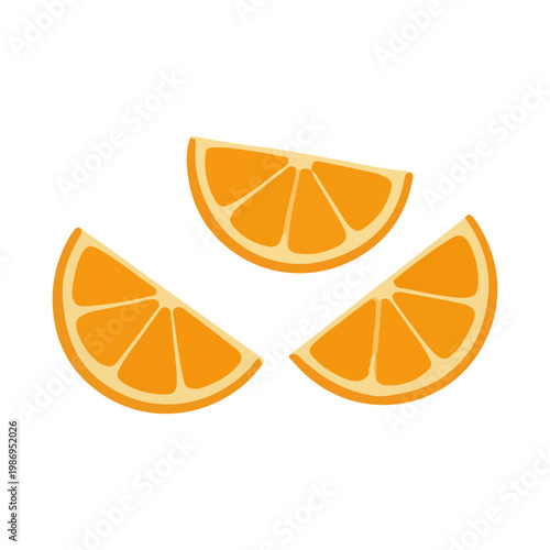 Set of Three Fresh Orange Slices Vector Illustration