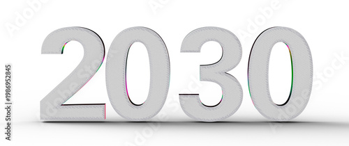 2030 in modern 3D style. Pe...