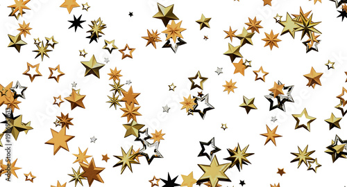 Festive golden stars on a w...
