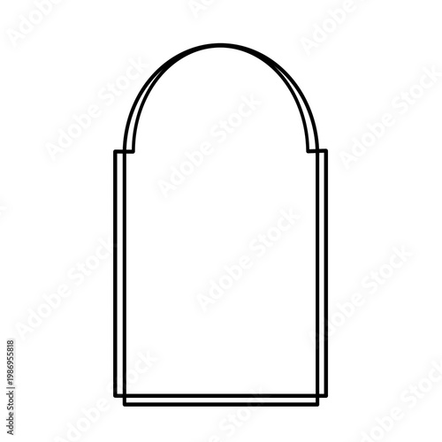 Black Minimal Arch Frame Outline. Modern Black Aesthetic Background.