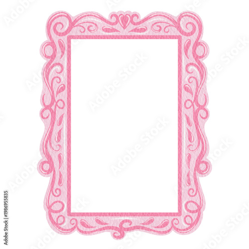 Elegant Decorative Square Frame Vintage Ornate Pink Frame.  Pink Border Vintage Frame.