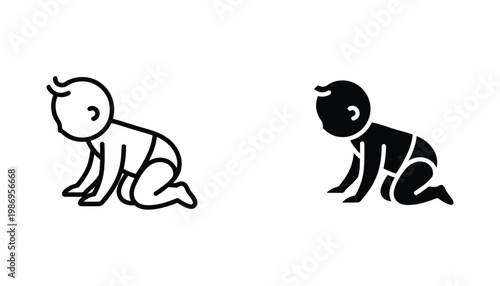 Baby Crawling Icon Development Growth Childhood Journey