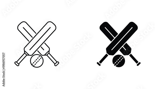 Cricket Bats Ball Sport Icon Championship Emblem