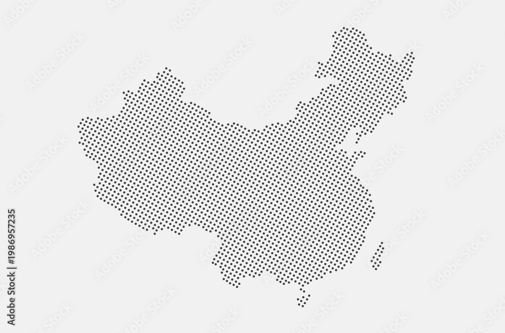 Naklejka premium China dotted map isolated on a white background. China Map background. Map of China with dots. Vector illustration