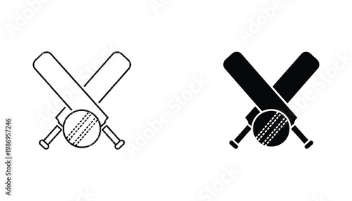 Cricket Bats Ball Crossed Icon Design Sport Equipment