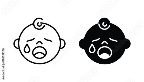 Baby Crying Icon Sad Face Emotional Distress Newborn Infant Symbol