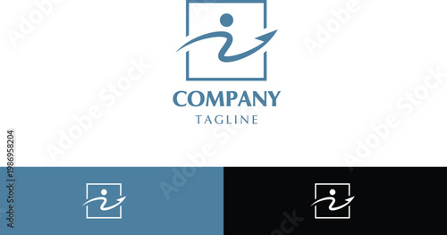 A clean, modern, to the point, minimalist, clearly structured and professional Letter I logo, represent a person with outstretched arms