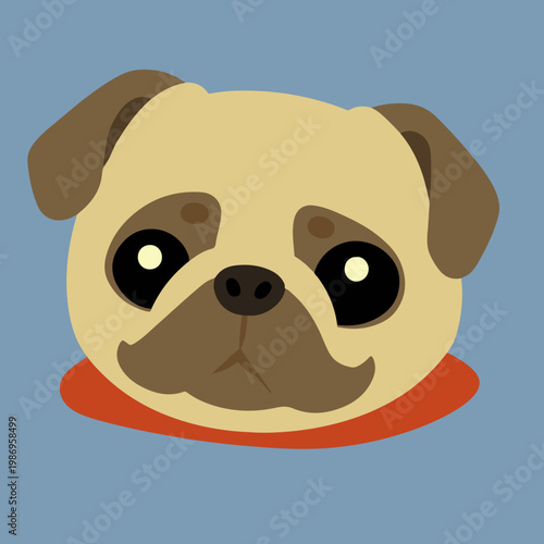 Cute Pug Dog Face Portrait