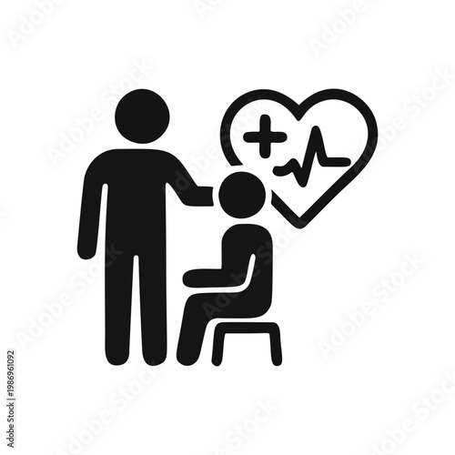Silhouette Minimalist Patient Caregiver Icon Sign Shape Graphic