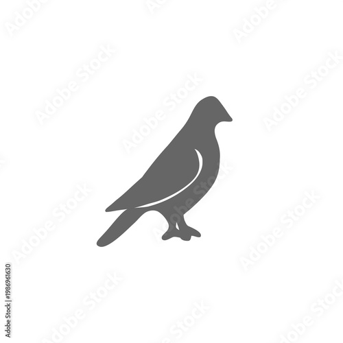 Dove Icon Flat Silhouette Symbol Grey on Black – Logo Design Element