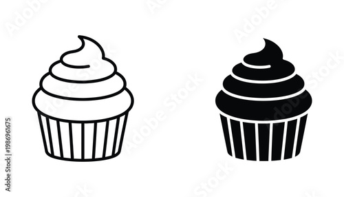 Cupcake icon outline filled dessert sweet food graphic design
