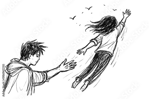 Doodle lines icon vector image letting imperfect go person simple release uneven