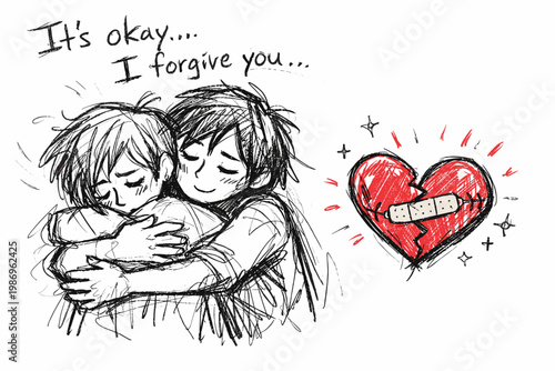 Person forgiving generation heart image simple vector messy doodle symbol icon imperfect