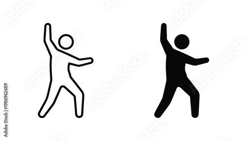 Human Silhouette Dancing Celebration Victory Gesture Icon Business Success