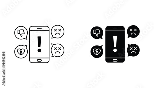 Mobile Warning Error Icons Negative Feedback Digital Issues