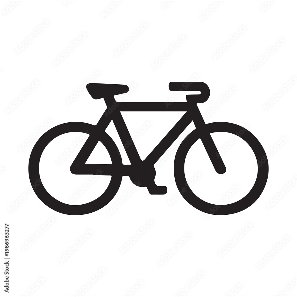 Fototapeta premium Black bicycle icon on a white background representing eco-friendly transportation and sports.