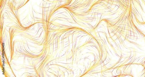 Abstract gold and white lines creating a flowing pattern for use as a unique background d