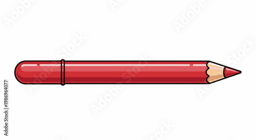 Red drawing pencil with a sharpened tip and a distinct ring