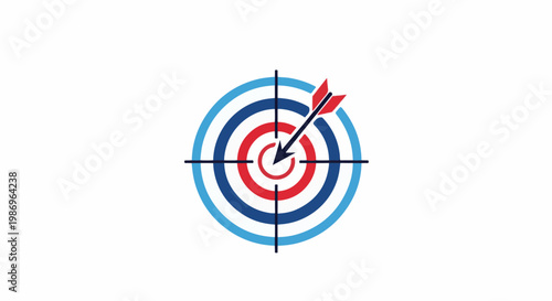 Red arrow hitting the bullseye on a target with concentric circles