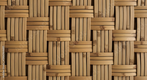 Close-up macro texture of woven bamboo strands creating a natural, intricate pattern for background use