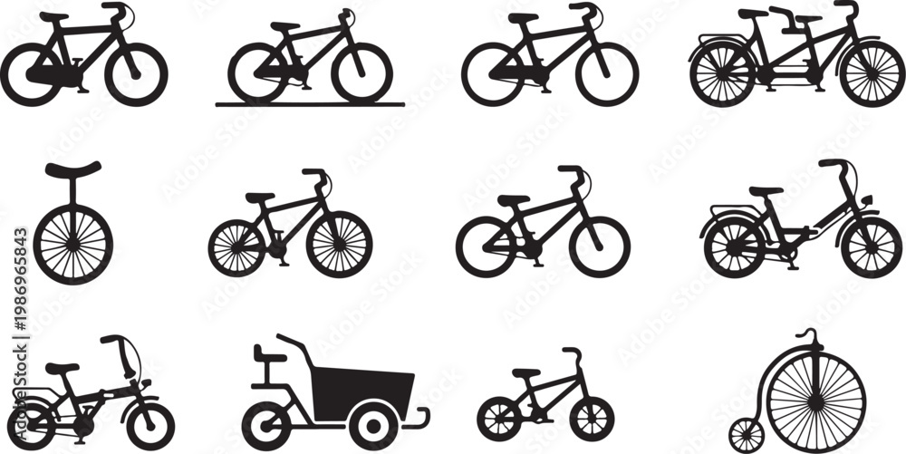 Obraz premium Collection of various bicycle types and designs
