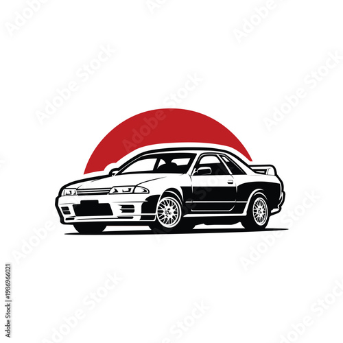 Japan 90s sport car logo vector isolated. Best for automotive related industry
