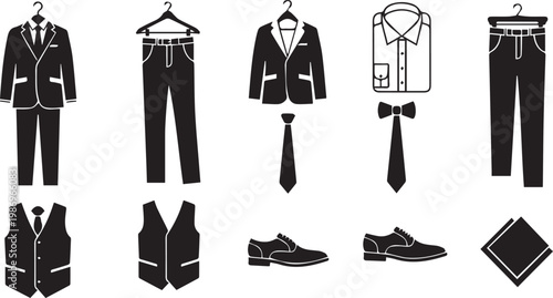 Men's Formal Attire Set - Suit, Tuxedo, and Fashion Accessories