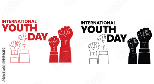 Youth Day illustration with raised fists and international theme