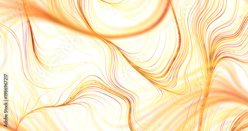 Abstract golden lines with flow. Elegant design for background or wallpaper. Unique artis