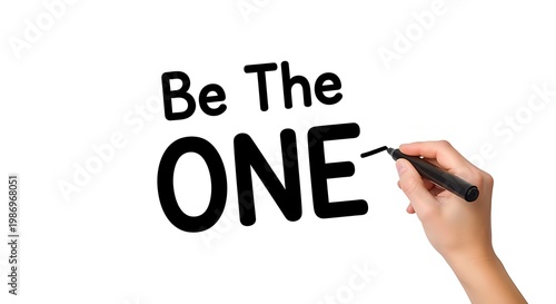 Motivational message being written on a whiteboard with a black marker isolated on white background