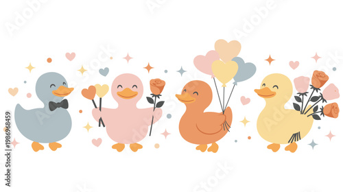 Cute baby ducks for spring and easter holidays.