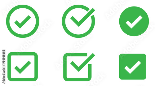 Green checkmark icons in various shapes and styles