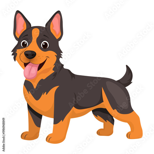 Vector cartoon image of a cute shepherd. Concept of a purebred companion dog, small pet, or decorative dog. Element for your design.