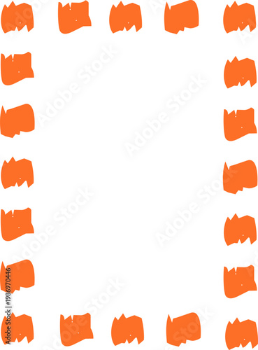 Crayon Scalloped Border Frame, chalk kid colored hand drawn. Rough edge geometric shape.