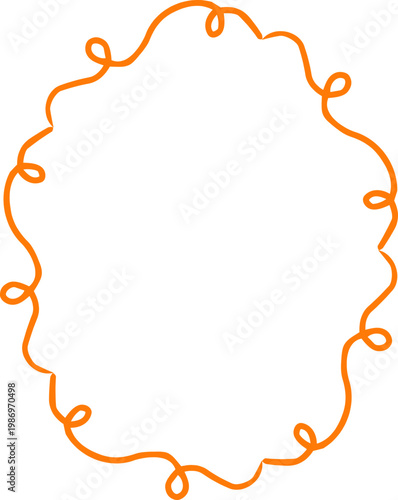 Crayon Scalloped Border Frame, chalk kid colored hand drawn. Rough edge geometric shape.