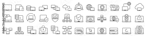 Laptop icon vector set. System administrator illustration sign collection. pc symbol. Devops logo.  
