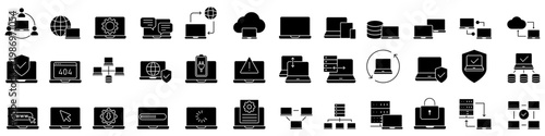 Laptop icon vector set. System administrator illustration sign collection. pc symbol. Devops logo.  