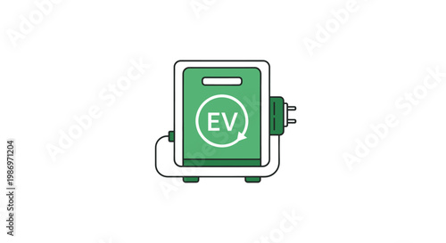 Electric Vehicle Battery Charging Icon - Sustainable Green Energy EV Technology Concept Vector