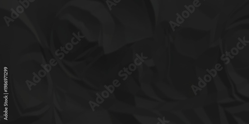 Black crumpled paper background texture pattern overlay. crinkled wrapper rumple wrinkled high resolution arts craft and Seamless black crumpled paper.